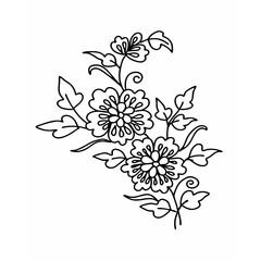 A vector of a hand drawn flower outline Art & Illustration