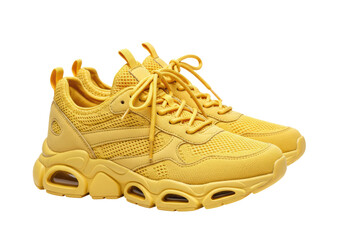 Isolated Yellow Sneakers Casual Shoes Athletic Footwear