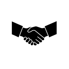 Handshake contrast image black silhouette icon isolated on white background