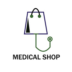 Medical Shop Bag Logo Vector Template