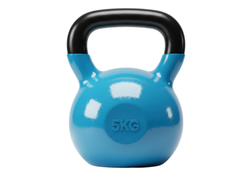 Isolated Blue 5kg Kettlebell Fitness Weight Training - Powered by Adobe