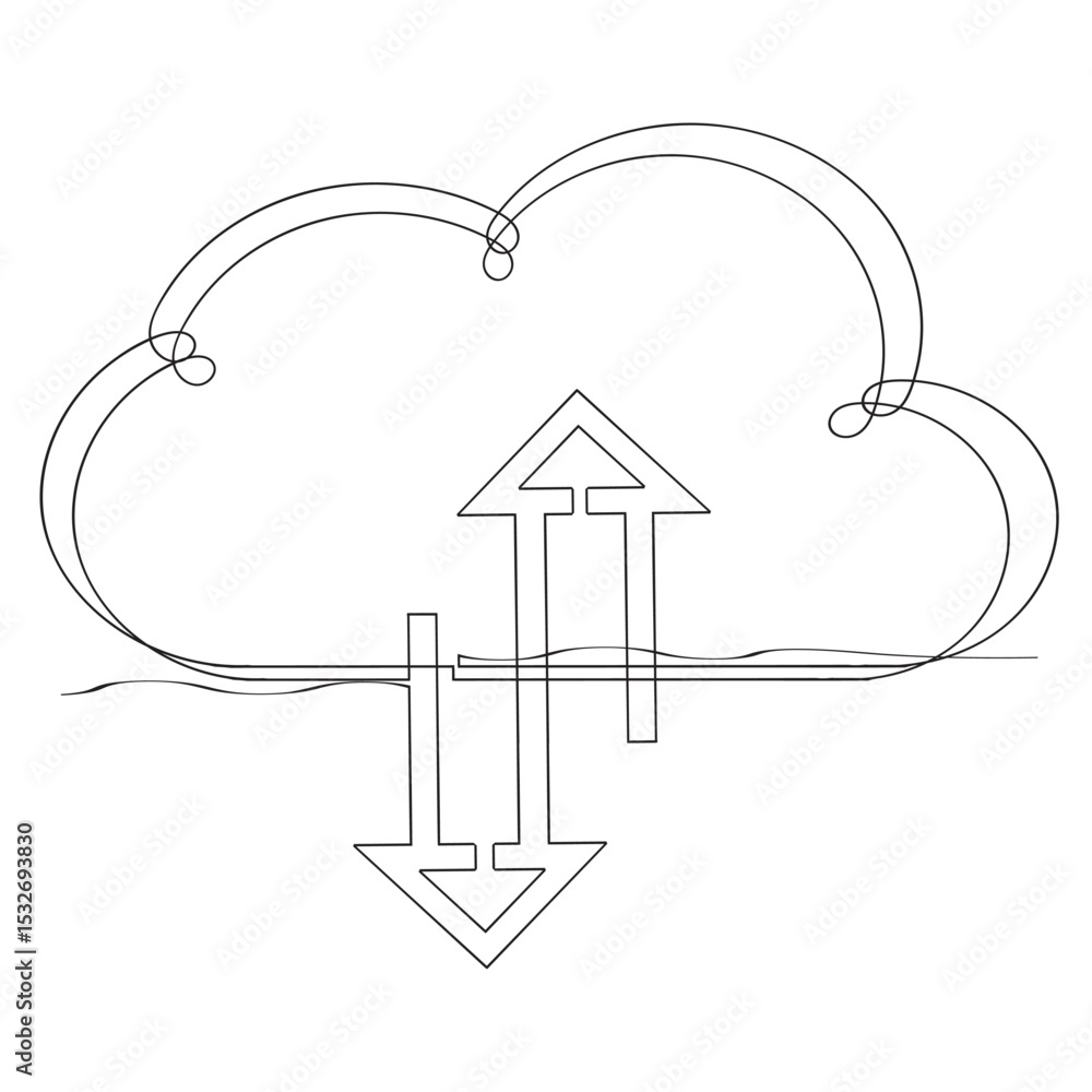 Poster continuous line. cloud icon vector for web and mobile app. cloud sign and symbol
