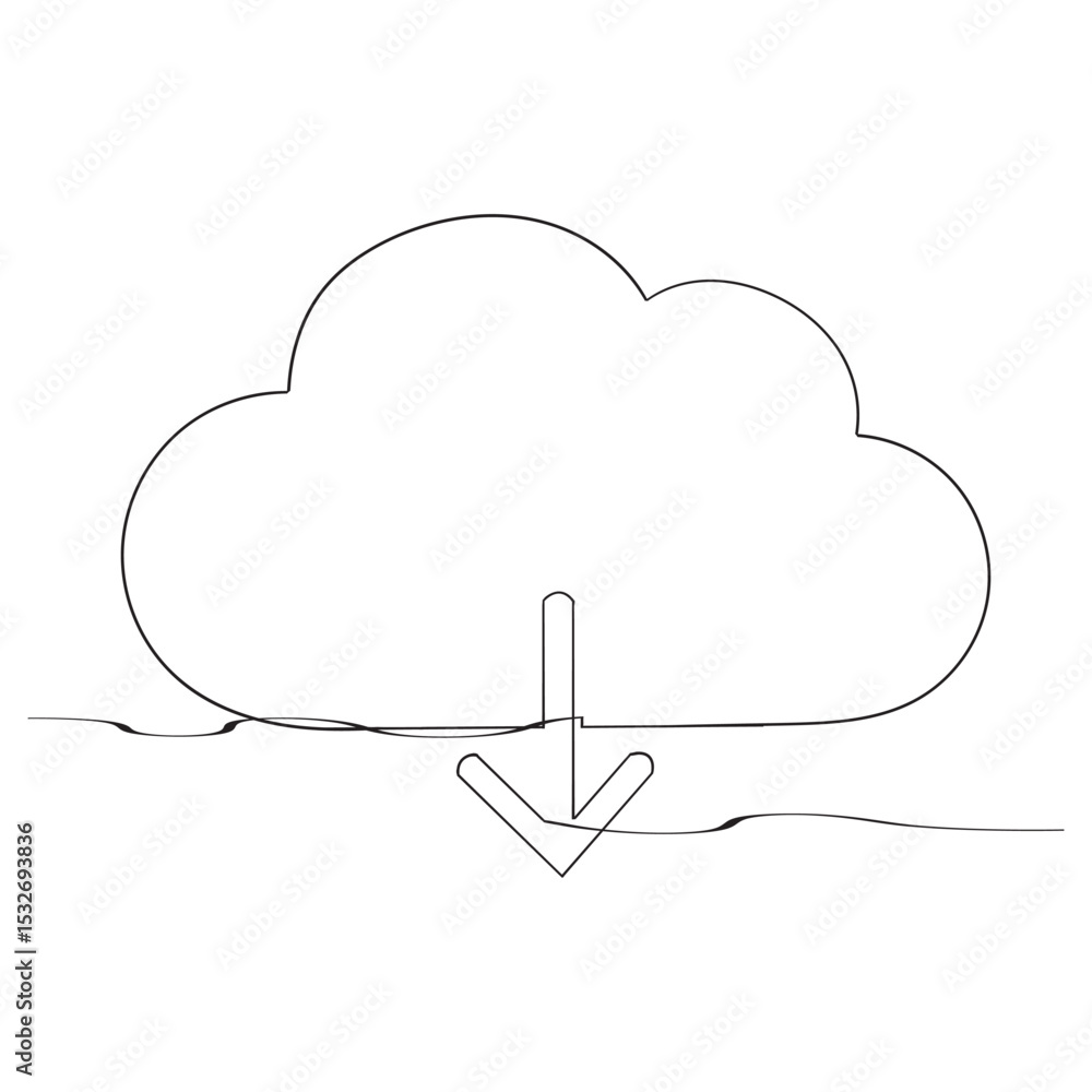 Poster continuous line. cloud icon vector for web and mobile app. cloud sign and symbol