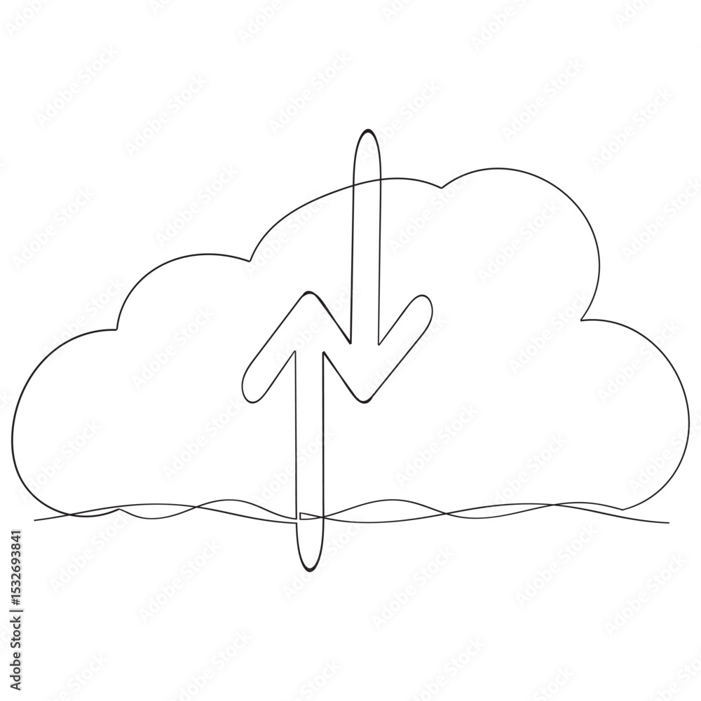 Poster continuous line. cloud icon vector for web and mobile app. cloud sign and symbol
