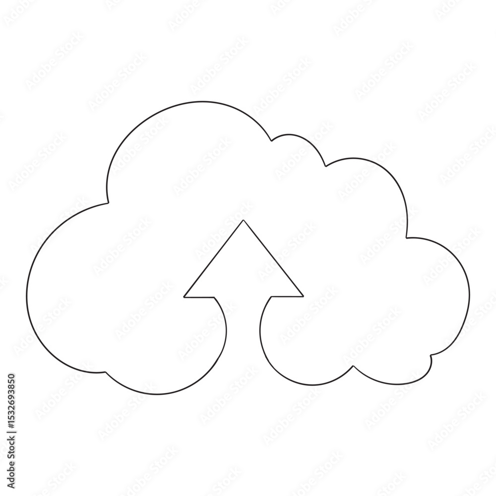 Poster continuous line. cloud icon vector for web and mobile app. cloud sign and symbol