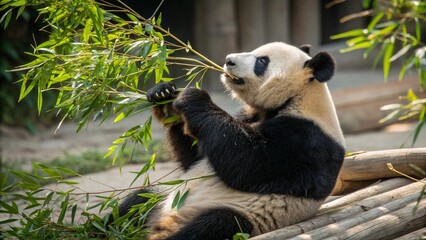 Fototapeta premium Panda, sharp and realistic, Photo, Natural light.