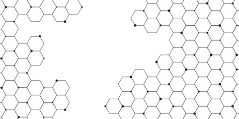 Hexagonal Molecular structure abstract tech network pattern. abstract geometric hexagon with connecting dots and lines. connecting Medical science, technology concept background Vector illustration.	