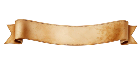 A brown ribbon with a white background. The ribbon is long and has a vintage look to it