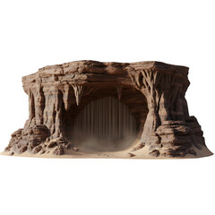 Cave Entrance in a Desert Landscape with Sand isolated on a transparent background 