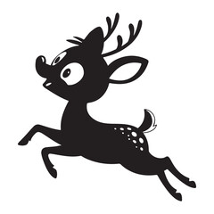 Cute cartoon reindeer with red nose and scarf in winter style illustration