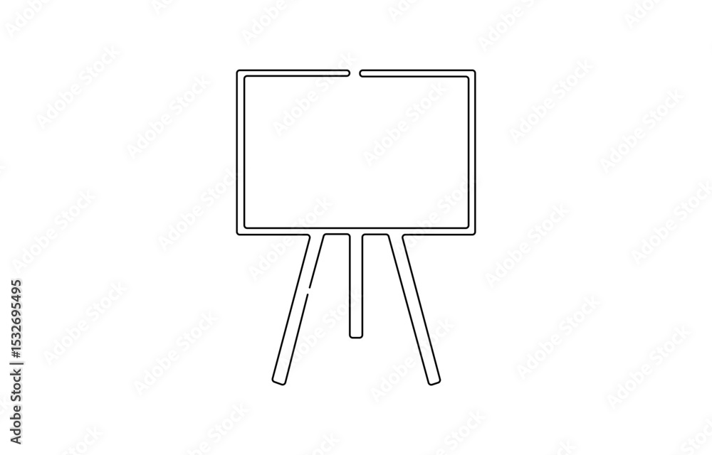 Poster continuous one line drawing of standing whiteboard. one line drawing illustration of, one line drawi