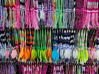 lots of colorful hair accessories lined up