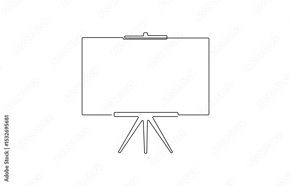 Poster continuous one line drawing of standing whiteboard. one line drawing illustration of, one line drawi