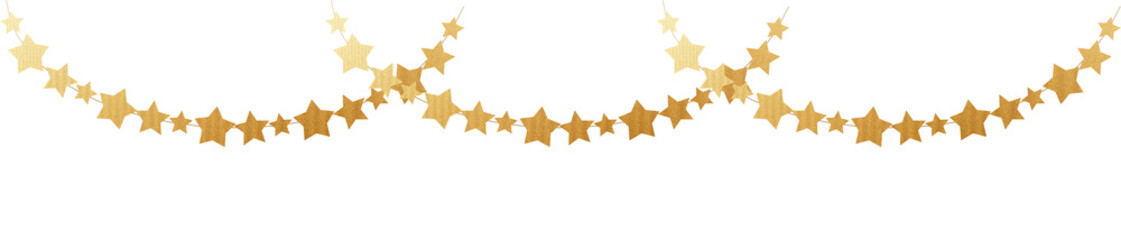 Christmas and new year stars hanging border decoration isolated on white
 