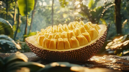 Vibrant Jackfruit: A Tropical Delight in Lush Jungle Setting