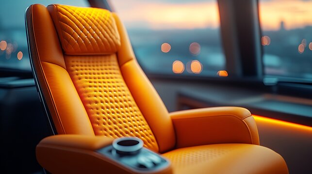 Luxury Coach Seat with Sunset View.