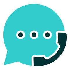 Chat Support - Glyph Dual Tone Silhouette icon - Chat bubble with phone inside, representing live support and instant communication