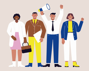 Diverse team of professionals celebrating success and achievement in a business environment together now