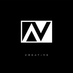 AV Negative Space Logo – Minimalist Black & White Monogram for Creative Branding, Fashion, Identity & Modern Logo Design

