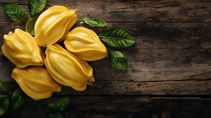 Jackfruit: Fresh Tropical Fruit on Rustic Wood Background - Vegan Food, Healthy Eating, Exotic Cuisine