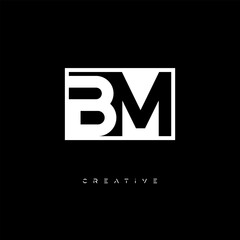 Obraz premium BM Negative Space Logo – Minimalist Black & White Monogram for Creative Branding, Fashion, Identity & Modern Logo Design 