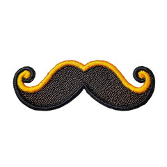 moustache embroidered patch badge isolated on white and transparent background