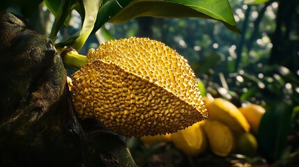 Golden Starfruit: Close-up Photography of a Mature Fruit on its Branch