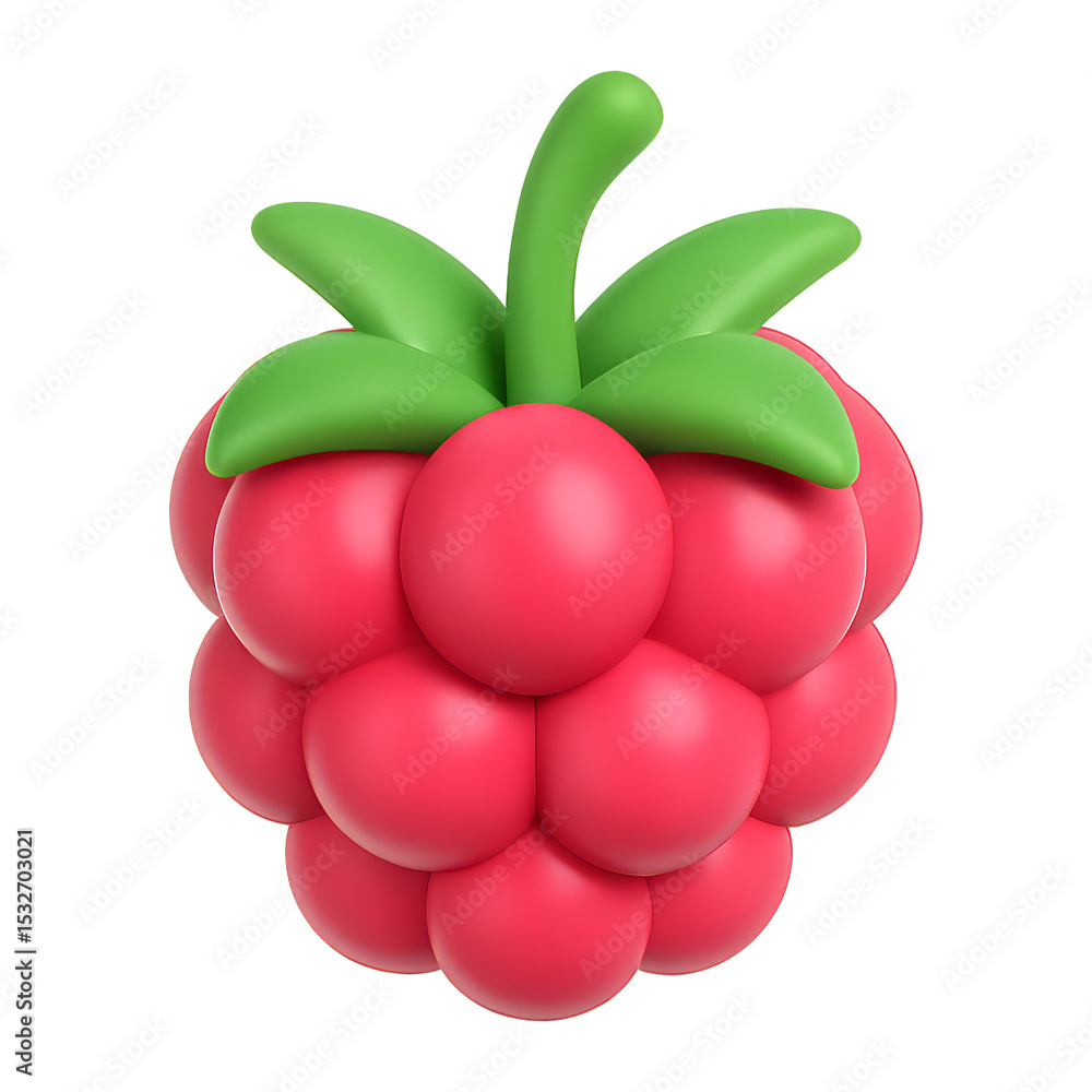Poster raspberry fruit 3d render icon isolated on transparent background cutout