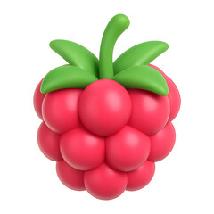 raspberry fruit 3d render icon isolated on transparent background cutout