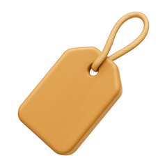 brown price tag 3d render icon isolated on transparent background cutout