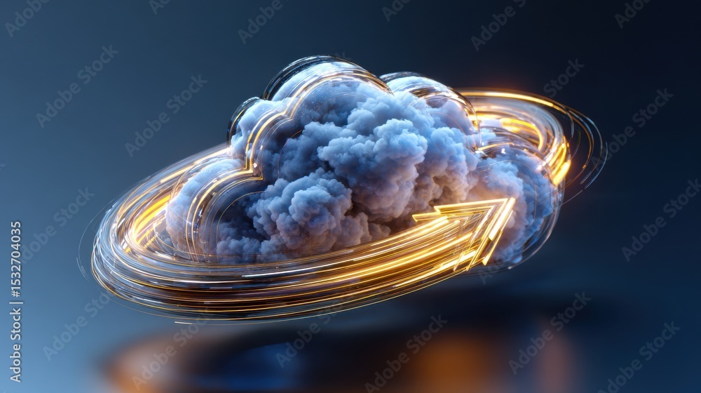 Poster a cloud with an arrow pointing to the right