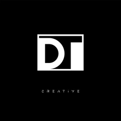 DT Negative Space Logo &ndash; Minimalist Black & White Monogram for Creative Branding, Fashion, Identity & Modern Logo Design
