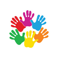 Obraz premium Colorful handprints vector illustration(B)