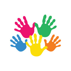 Obraz premium Colorful handprints vector illustration(C)