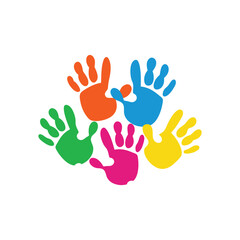 Colorful Holi handprints vector art illustration(A)