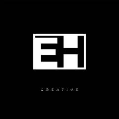Obraz premium EH Negative Space Logo – Minimalist Black & White Monogram for Creative Branding, Fashion, Identity & Modern Logo Design 