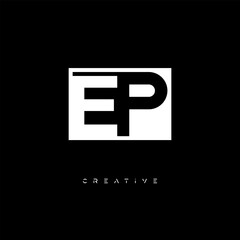 Fototapeta premium EP Negative Space Logo – Minimalist Black & White Monogram for Creative Branding, Fashion, Identity & Modern Logo Design 
