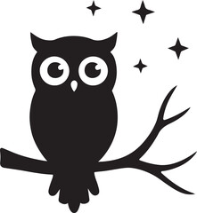 Owl on a branch with stars