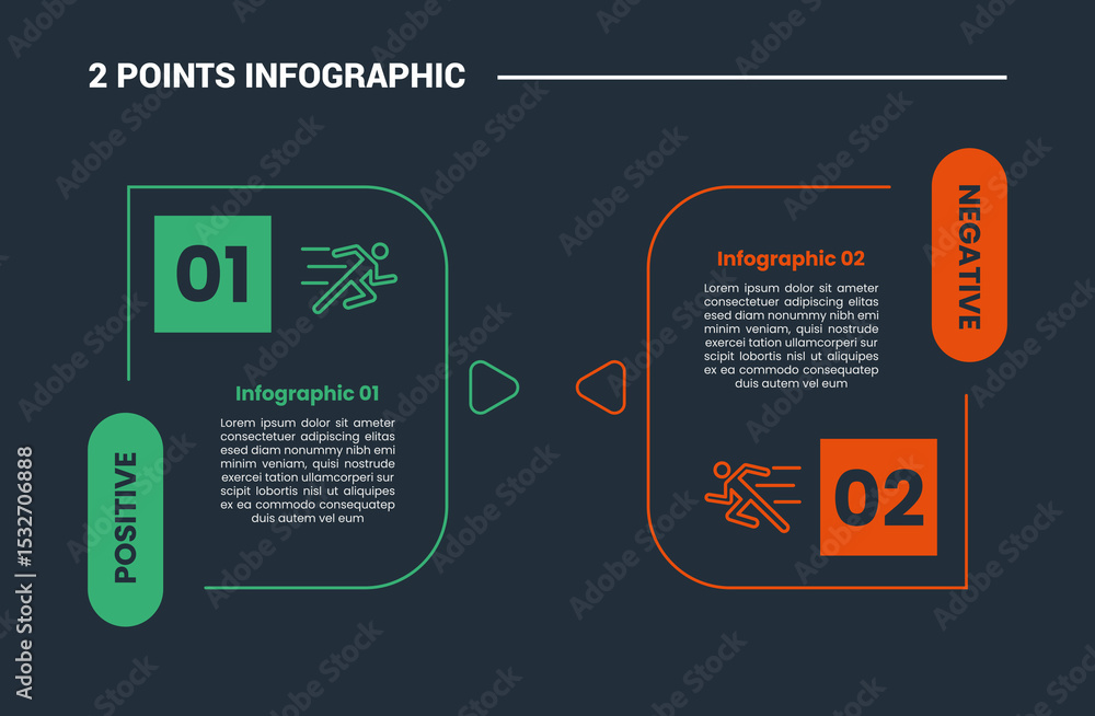 Poster comparison choice infographic process diagram with round box with vertical badge title with outline 