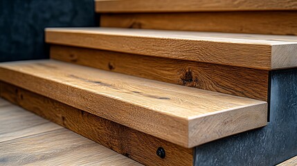 Modern Oak Wooden Staircase Detail.