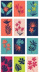 set of abstract flowers