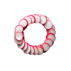 Obraz premium Radish Circle Vibrant Red and White Slices Forming a Perfect Ring