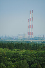 Industrial Area Embedded in Greens. Power plant in Zainsk, Tatarstan, Russia