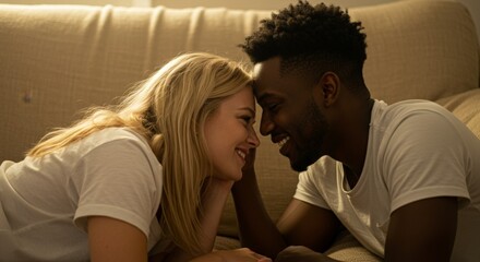 happy couple on the couch