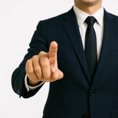 Professional businessman indicating important information with finger gesture