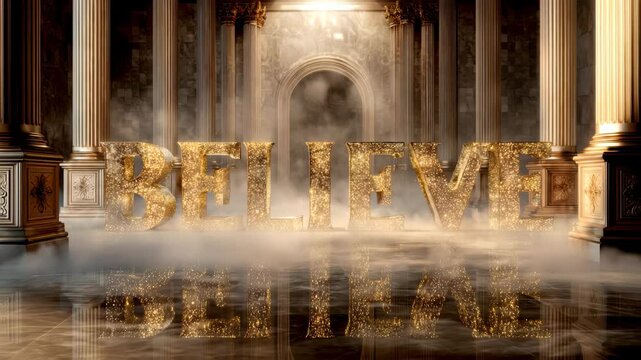 Sparkling Believe Sign in Grand Interior
