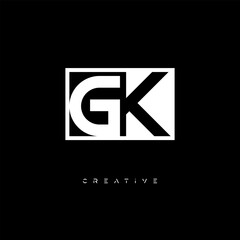 GK Negative Space Logo – Minimalist Black & White Monogram for Creative Branding, Fashion, Identity & Modern Logo Design	