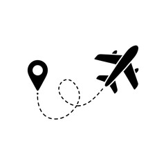 Simple Minimalist Travel Graphic Airplane Flight Path Icon