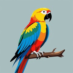 Fototapeta premium A Colorful Graphic of a Macaw with Bold Features and Bright Colors, Set Against a Simple Background