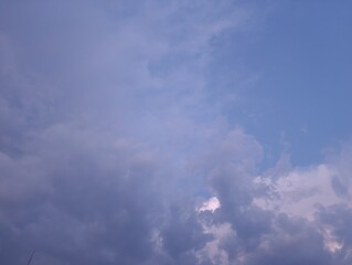 Clouds in the sky before the rain at sunset. Evening sky before the rain